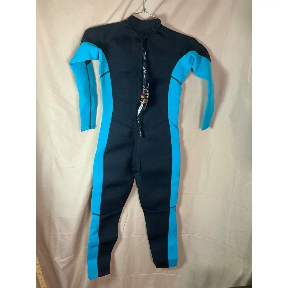 Hevto Wetsuit Kids 14 Black Blue New 3/2mm Neoprene Full Thermal Youth K01-Blue